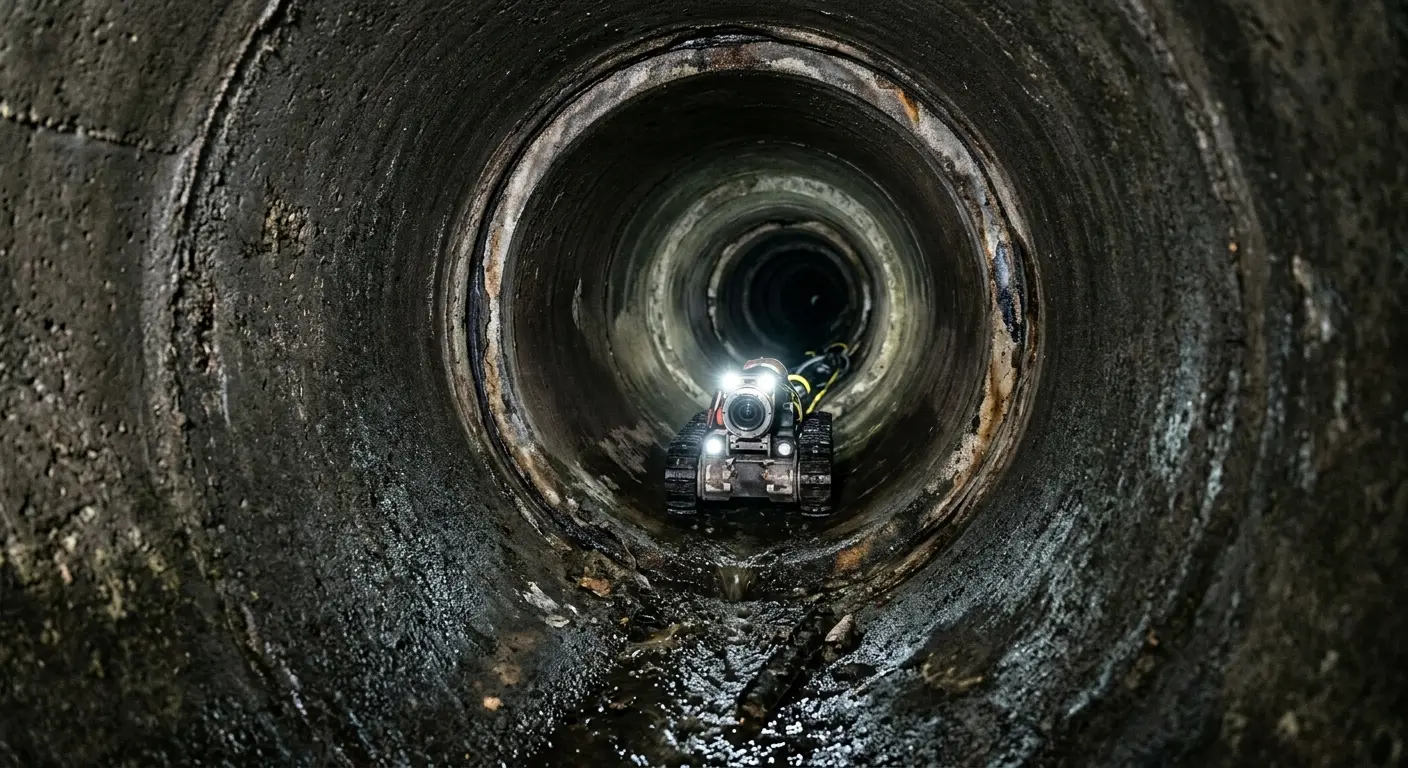 Robotic sewer camera inspecting pipe interior for Sewer Line Cleaning in Salton City